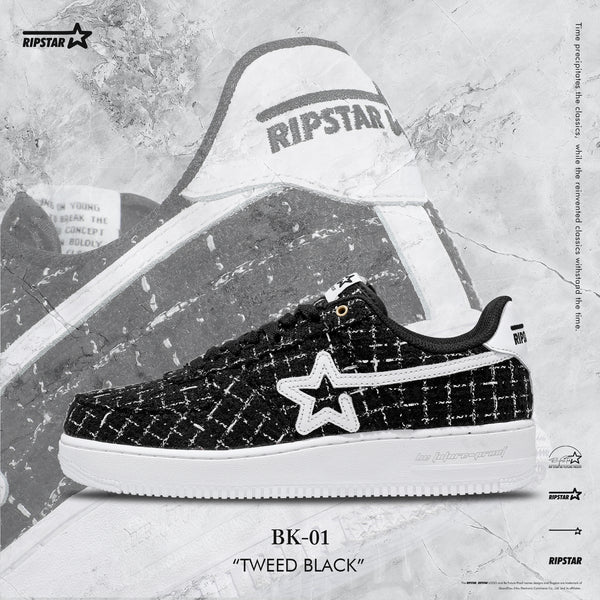 BK-01 Sneakers in Tweed Black Women's and Men's Shoes BK013W/M