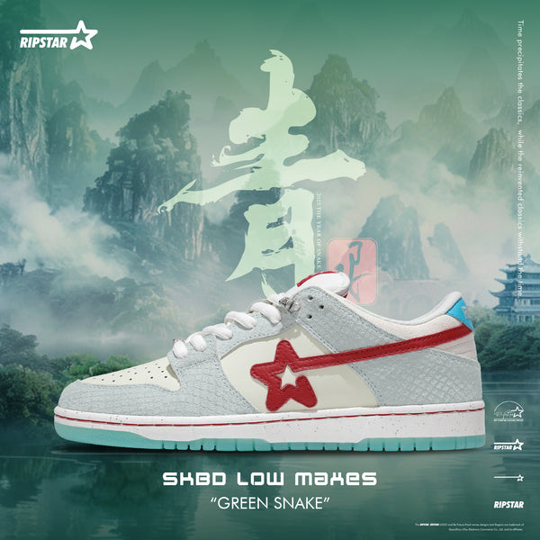 SKBD Low Maxes Year of Snake-Green Snake-Cow Suede and Action Leather Women's and Men's Shoes-SL080F