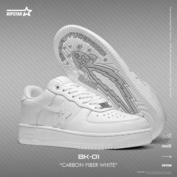 SKBD BK-01 Carbon Fiber White -Cow Suede and Action Leather Women's and Men's Shoes-BK023F