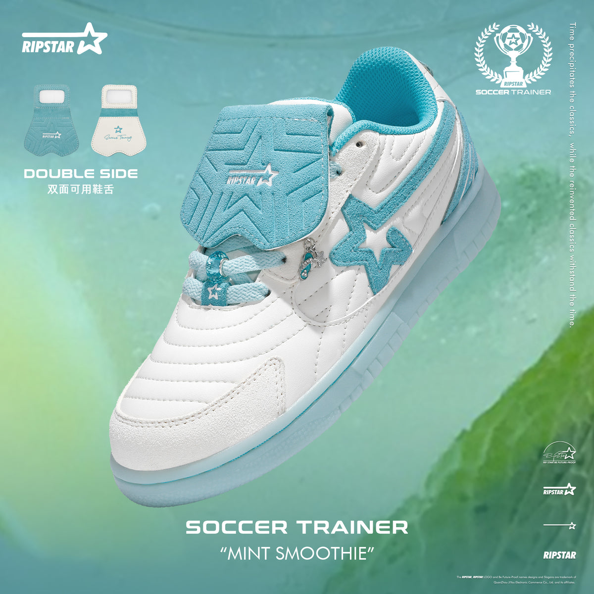 SOCCER Trainer-Mint Smoothie- Action leather and Microfber Women's