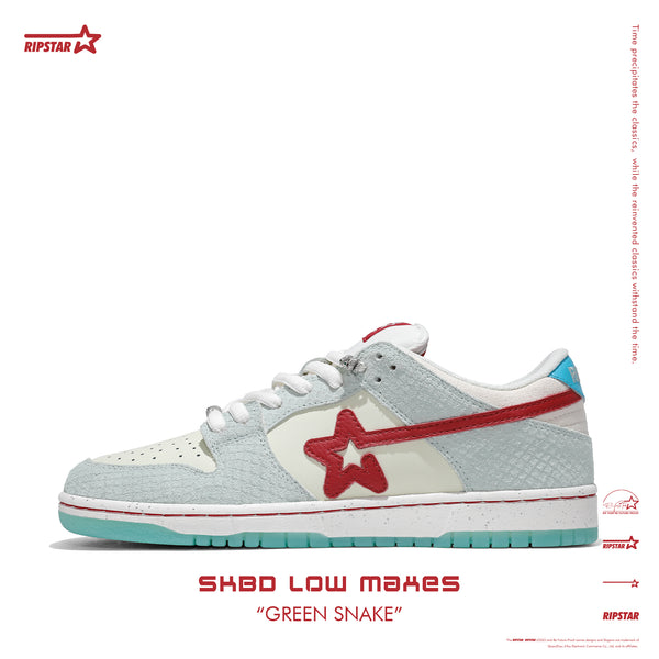SKBD Low Maxes Year of Snake-Green Snake-Cow Suede and Action Leather Women's and Men's Shoes-SL080F