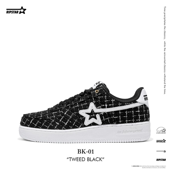 BK-01 Sneakers in Tweed Black Women's and Men's Shoes BK013W/M