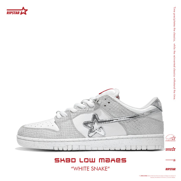 SKBD Low Maxes Year of Snake-White Snake-Cow Suede Women's and Men's Shoes-SL080F
