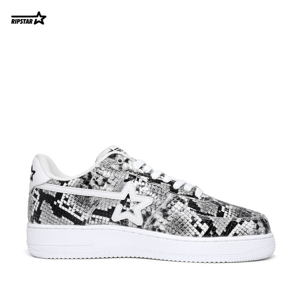 BK-015 Sneakers-Cobra White-Cow leather Women's and Men's Shoes BK015W/M