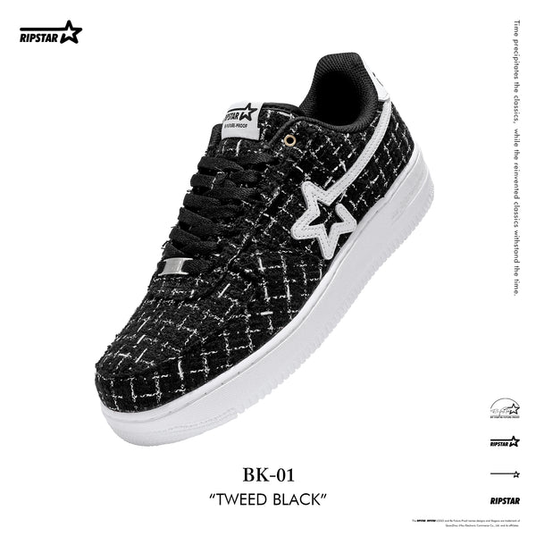 BK-01 Sneakers in Tweed Black Women's and Men's Shoes BK013W/M