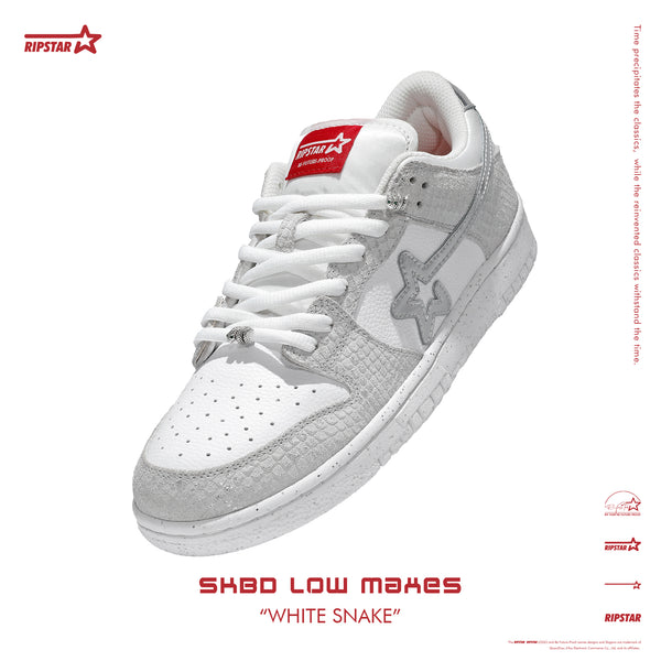 SKBD Low Maxes Year of Snake-White Snake-Cow Suede Women's and Men's Shoes-SL080F