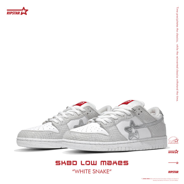 SKBD Low Maxes Year of Snake-White Snake-Cow Suede Women's and Men's Shoes-SL080F