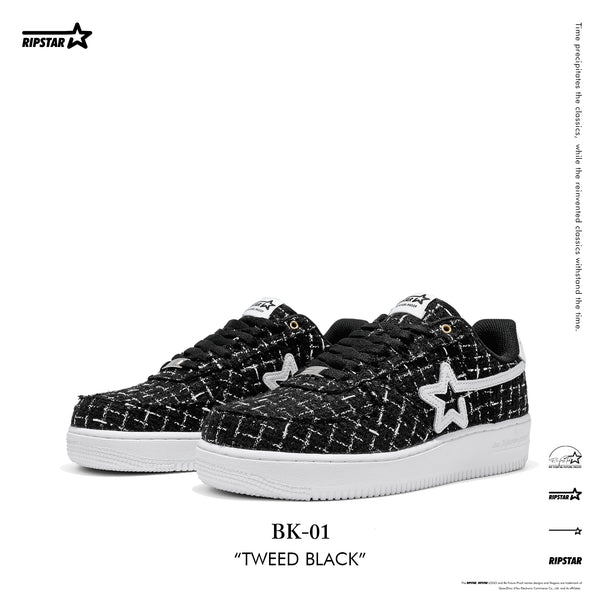 BK-01 Sneakers in Tweed Black Women's and Men's Shoes BK013W/M