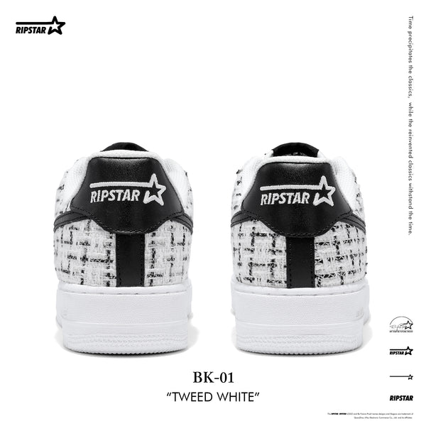 BK-01 Sneakers- Tweed White-Women's and Men's Shoes BK013W/M