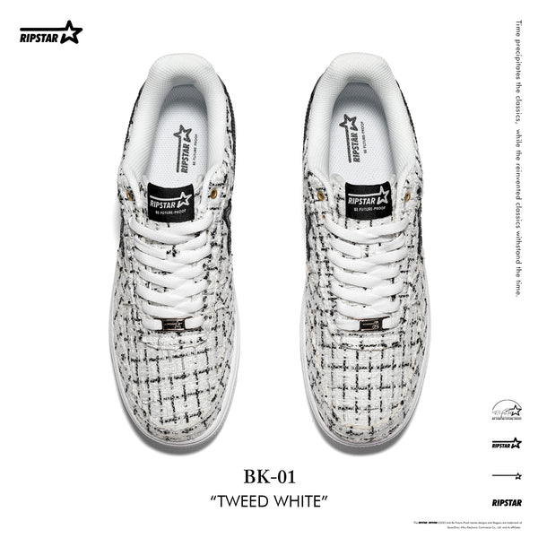 BK-01 Sneakers- Tweed White-Women's and Men's Shoes BK013W/M