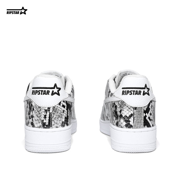 BK-015 Sneakers-Cobra White-Cow leather Women's and Men's Shoes BK015W/M