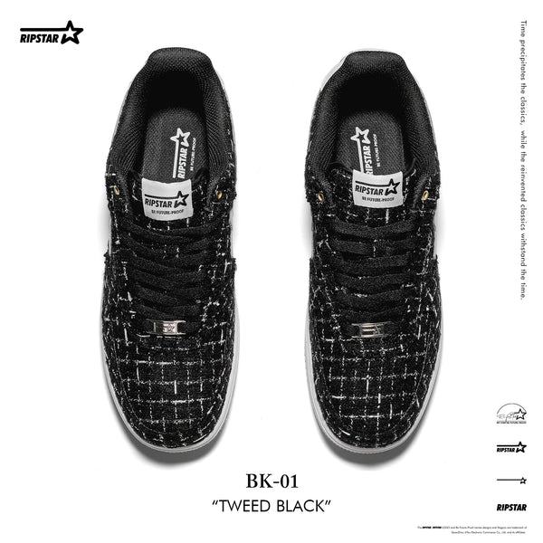 BK-01 Sneakers in Tweed Black Women's and Men's Shoes BK013W/M